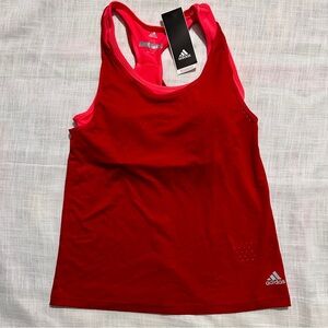 NEW Adidas Women summer active tank top with removable pad bra, sz XS, red